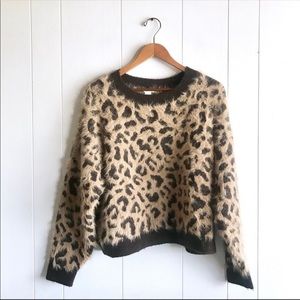 H & M leopard fluffy sweater